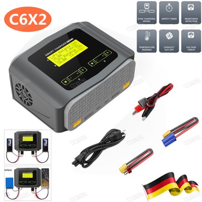 C6X2 240W RC Akku Balance Ladegerät AC/DC 10A für LiPo LiHV LiFe Lilon NiCd NiMh
