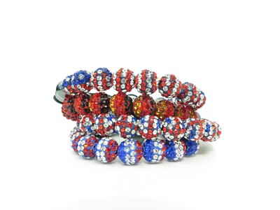 Verstellbares Armband Länderflagge Kristall 11 Disco Ton Kugel Perlen Tennis