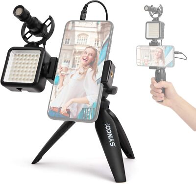 SYNCO Smartphone-Vlogging-Kit, Richtmikrofon mit LED-Licht für Youtube-Vlog