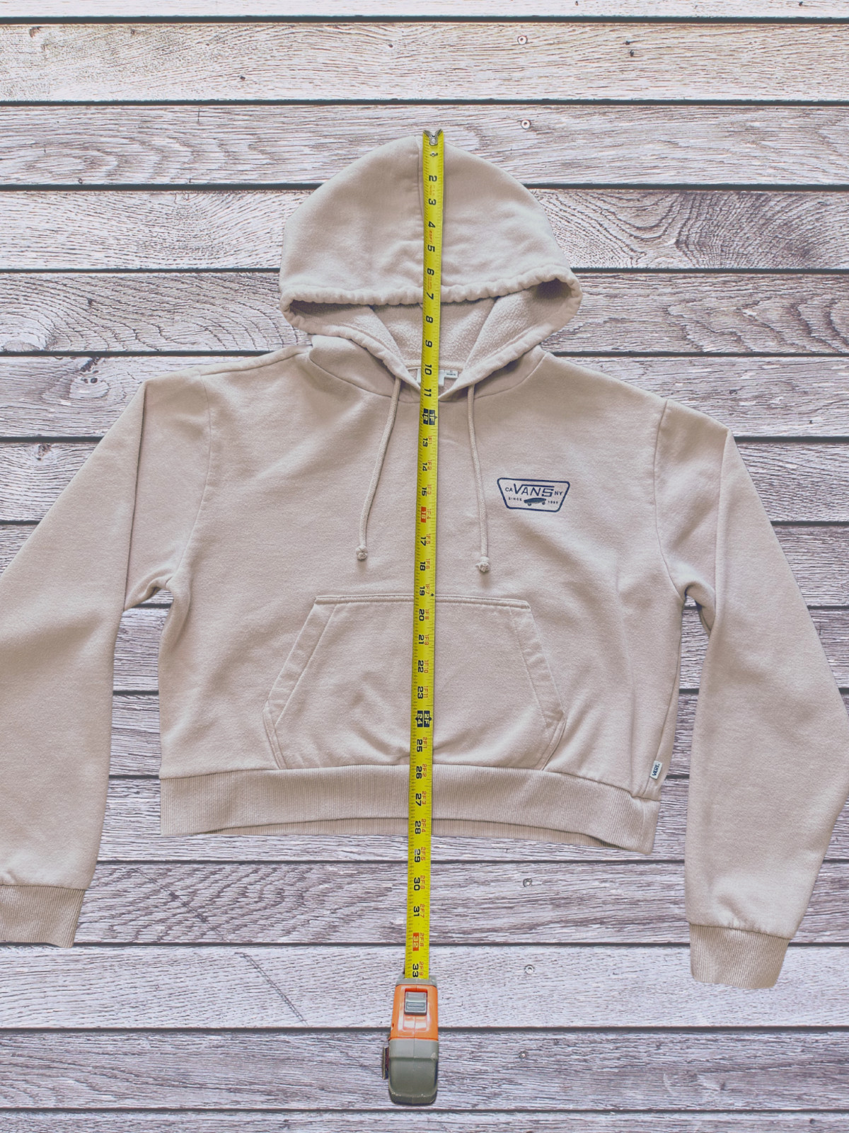 VANS Hoodie Women's Medium Pink Cropped Pullover Drop Shoulder Pre-Owned image 2