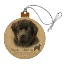 Newfoundland Dog Breed Wood Christmas Tree Holiday Ornament
