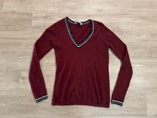 Gabriela Hearst Cashmere Sweater Womens Small Red V Neck Long Sleeve Pullover