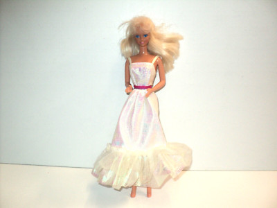 Barbie Crystal Superstar Doll 1966 White Iridescent Gown Defects-Leg Spots