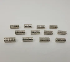 12 pcs Bamboo Wood Silver Molded Plastic Craft Sewing Shank Toggle Buttons VTG