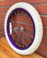 16" Bicycle Front Purple Wheel with 1.95" White Tire Mini-BMX Kids Bike #Q20