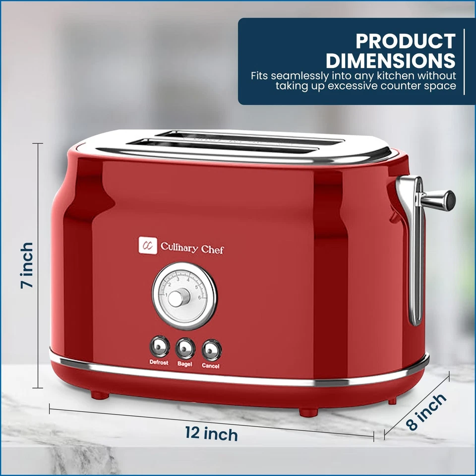 , Tostadora de 2 Rebanadas, Estilo Retro, Ranura Ancha para Pan, Muffins Ingleses, Croissa... Foto 3 de 4