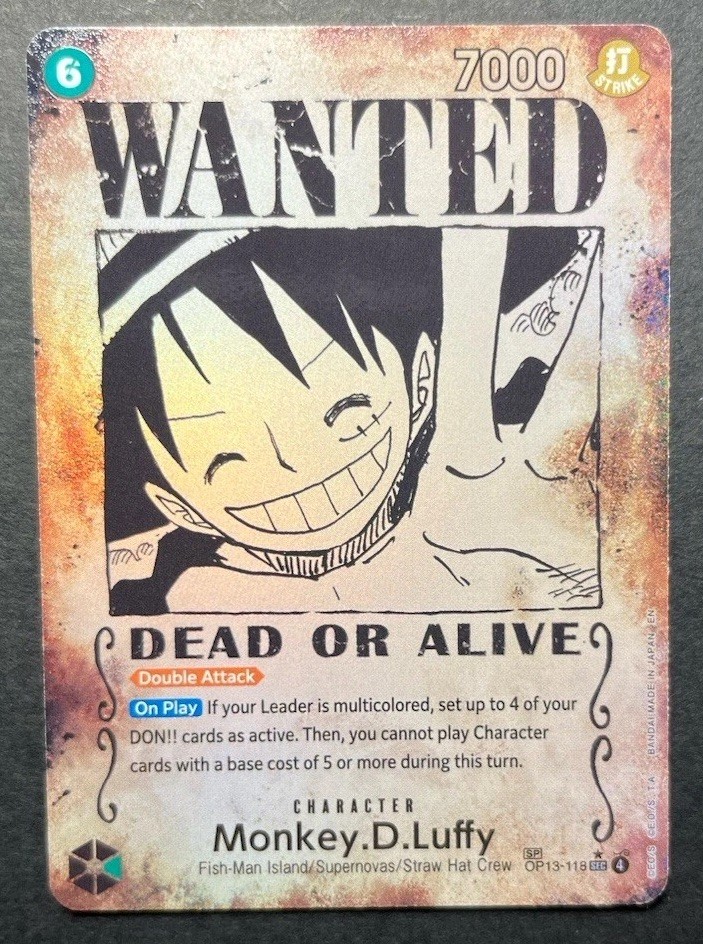 One Piece TCG Monkey D. Luffy WANTED (OP13-118) ENG NM Set Carrying On His Will