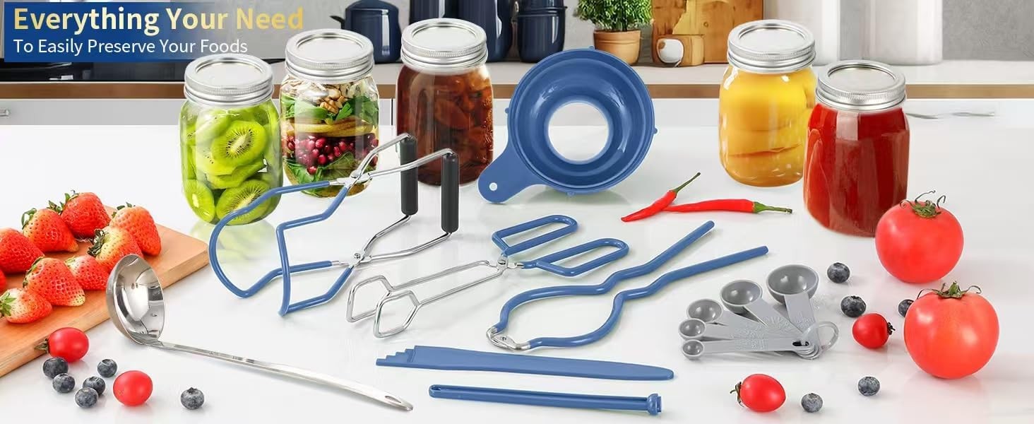 Canning Supplies Starter Kit,Canning Kit for Beginners of 9 with Jar Lifter，