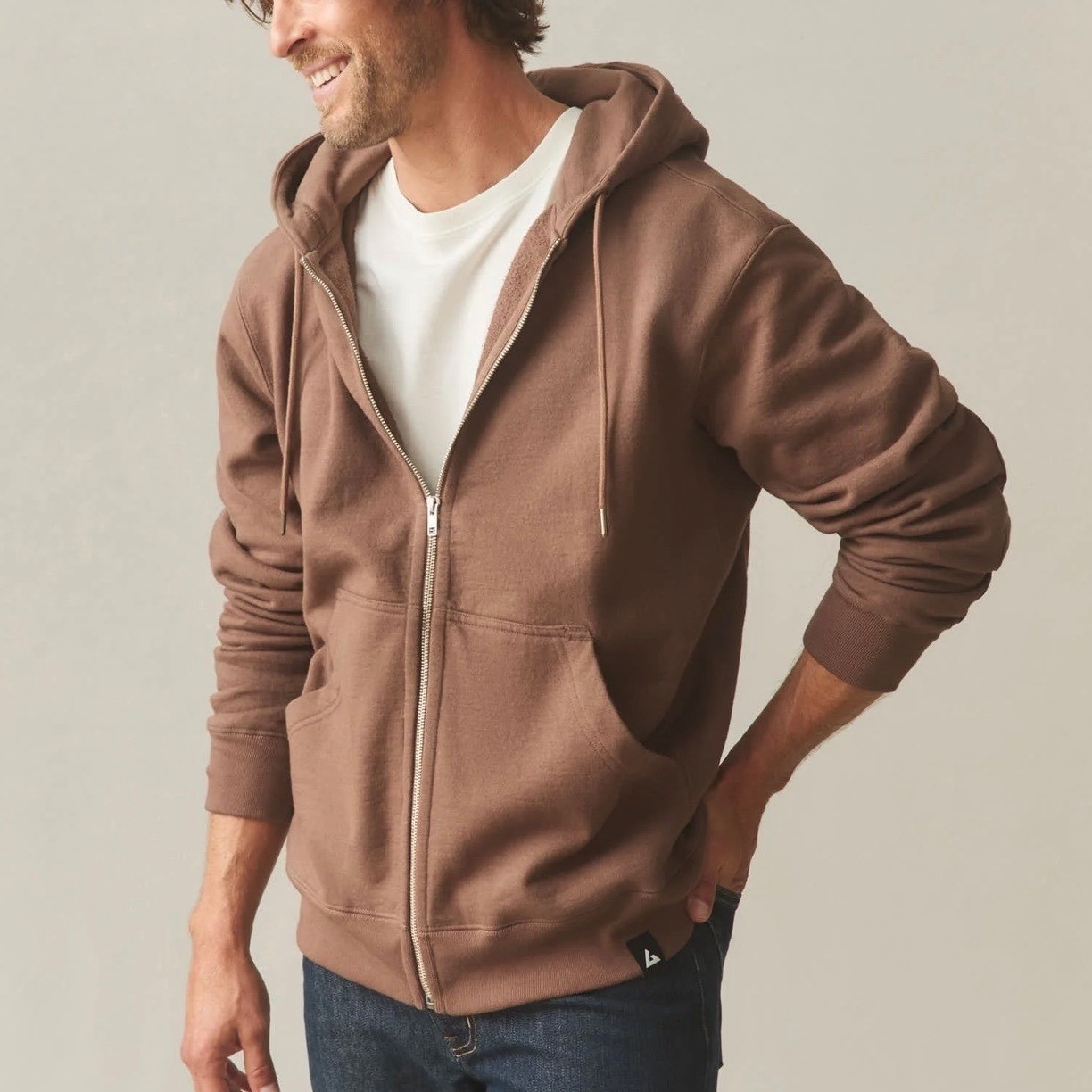 NWOT American Giant Men's Relaxed Classic Full Zip Hoodie XXL Brown Soft Silt