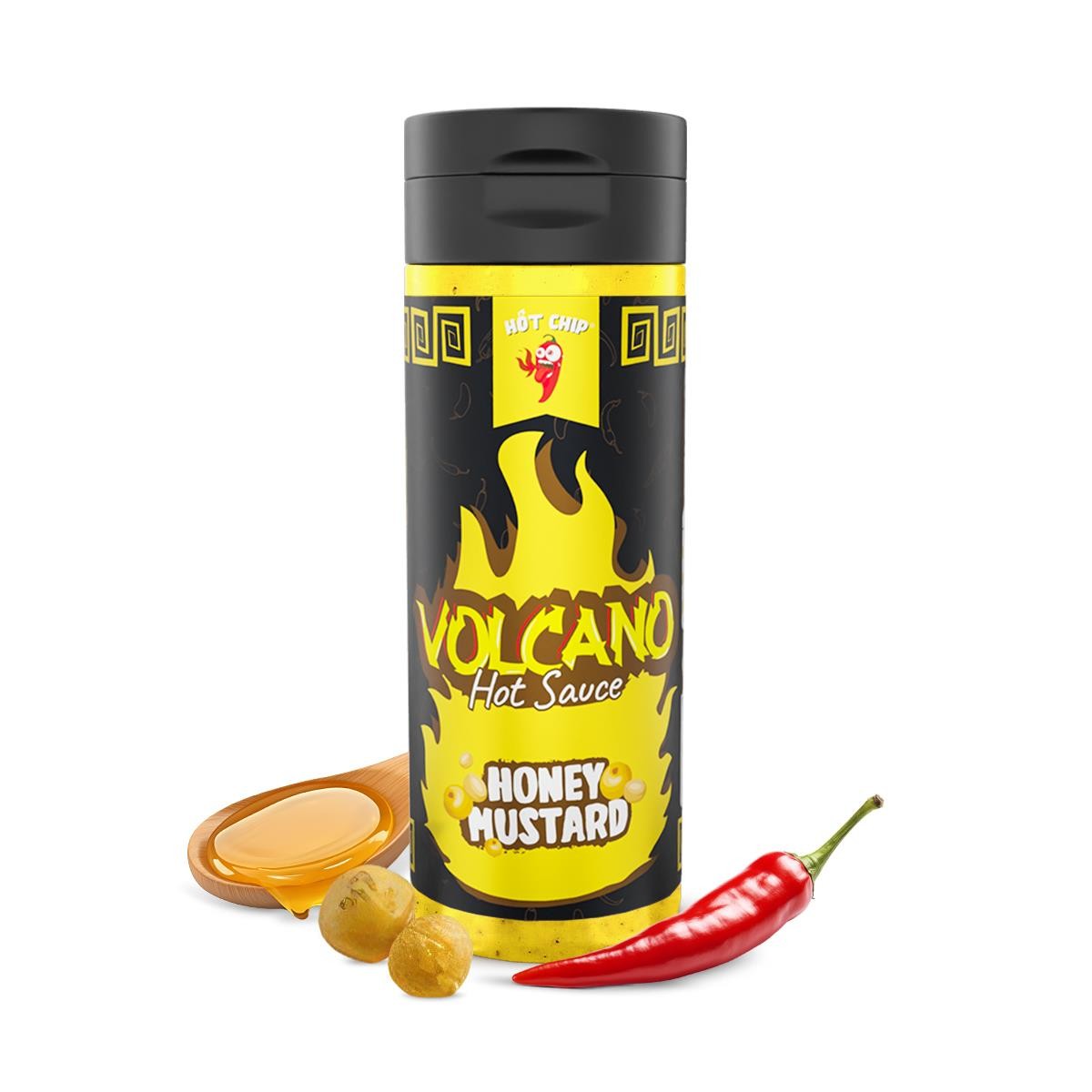 Honey Mustard Chilli Hot Sauce Medium Heat Volcano Vegan Naga Bhut Jolokia