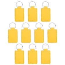 Engraving Keychain Blanks, 10Pcs Rectangle Leather Keychain Blanks, Yellow