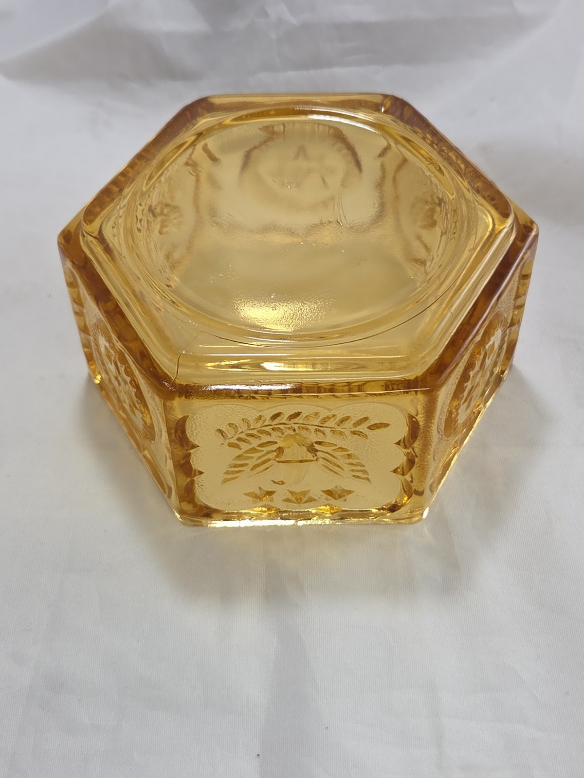 Vtg Indiana Glass Amber Tiara Exclusive Commerative Colonial Eagle Star Dish