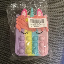 Unicorn Pop It Purse Fidget Toys for Girls, Silicone Cartoon Bag for Students Ki