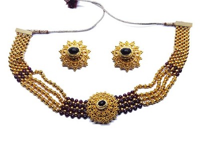 Indian Gold Plated Bridal Necklace Set Bollywood Ethnic Jewelry Earrings handmad