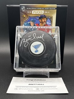 Brett Hull Signed Auto St. Louis Blues Puck Beckett Witness BAS COA
