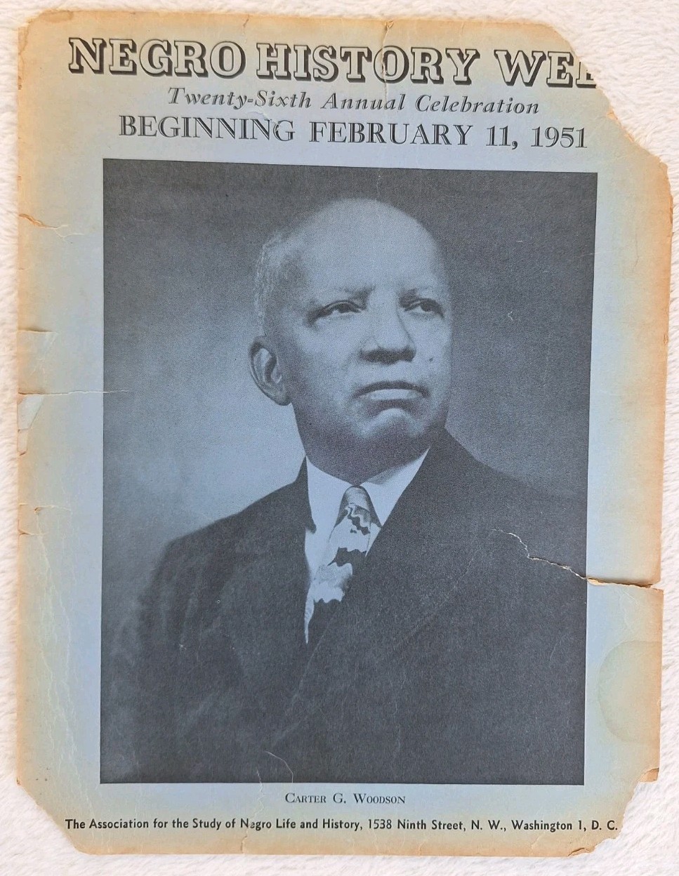 Carter G Woodson Negro History Week Celebration Flyer 26th Annual Feb. 11, 1951 