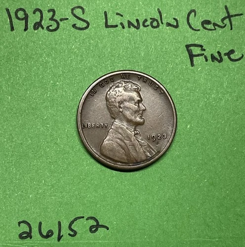 1923 S Lincoln Wheat Cent / Penny 1c Fine See Pictures