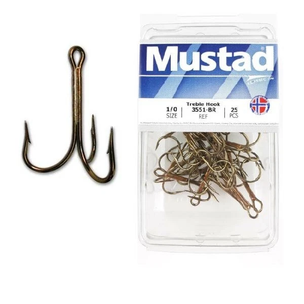 MUSTAD TREBLE HOOKS 3551 BR Colour Brown Strong Saltwater Sizes 14 16 18 25pcs - Image 2 of 4