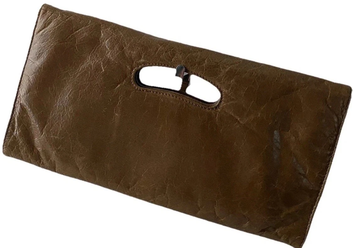 Hobo International Vintage Leather Handbag Clutch Bag Purse Brown READ