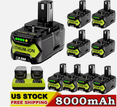 PACK 8.0Ah 18V Lithium-Ion For RYOBI P105 P189 One Plus High Capacity Battery
