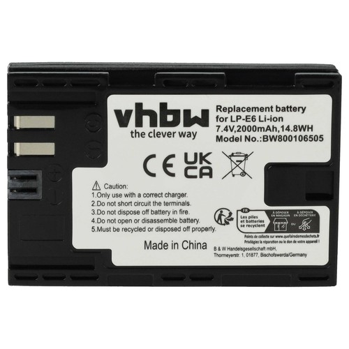 Batterie pour Canon EOS R6 Mark II 90D R R5 Mark II 80D R5 C R5 R6 2000mAh 7,2V - Photo 3/9