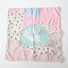 Vintage Handmade Patchwork Baby Quilt Bunny Floral Patterns 20 x 21 -Flaws-