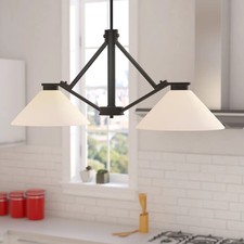 Modern 2-Light Metal Kitchen Island Pendant Frosted Glass Bronze