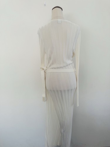 SIR the Label Wrap Maxi Dress Size 1 8 White Long Sleeve Ribbed Knit Stretch - Bild 7 von 15