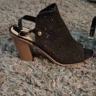 DV Women’s Black Perforated Faux Suede Open Toe Ankle Strap Block Heel 8 — photo 3
