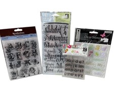 NEW Lot of 4 Assorted Letters Numbers Months Clear Rubber Cling Stamps