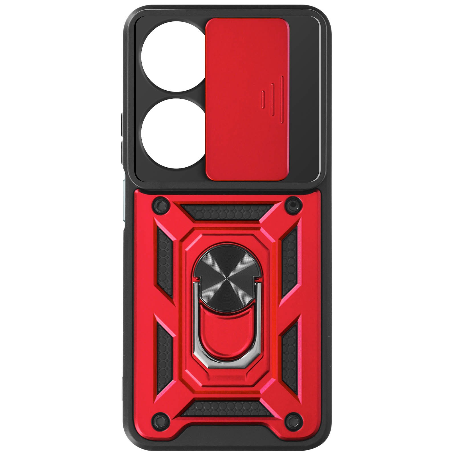 Avizar Ring Case for Honor 90 Smart Shockproof with Camera Cover, Red