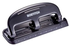 Standard 3 Hole Punch 20 Sheet Capacity Metal Office Paper Puncher Black Silver