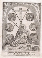 Santje bidprentje. Maria met gekruisigde Jezus op schoot. Abraham VAN MERLEN