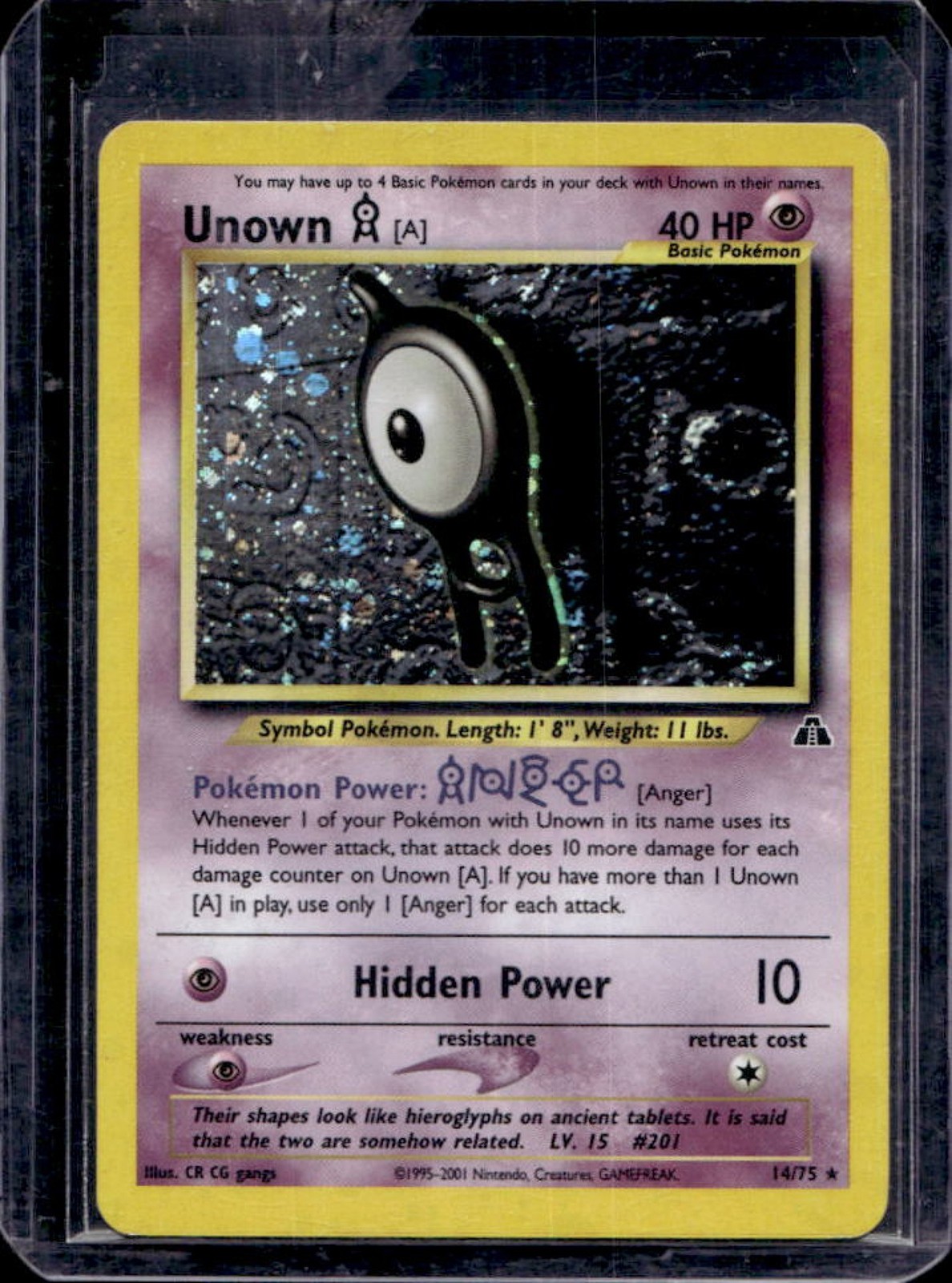 2001 Pokemon Neo Discovery 1st Edition Unown A #33/75