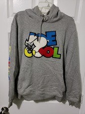 Gray Peanuts Joe Cool Snoopy Hoodie With a Multi-color Graphic Size Large Mens
