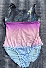 Justice Girls Ombre Macrame Back Dance/Gymnastics Leotard Purple Sz XL 16-18
