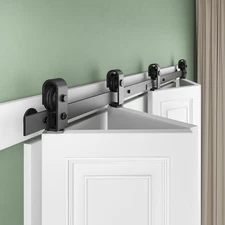 SMARTSTANDARD 64" Bifold Sliding Barn Door Hardware Kit Black [No Door]