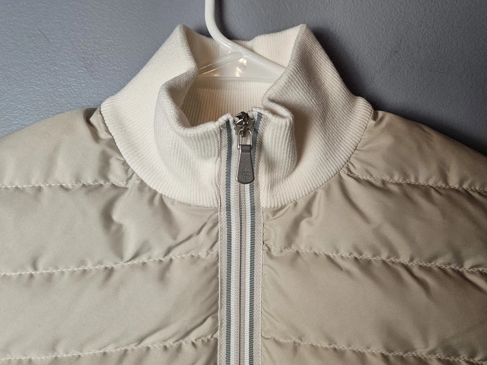 Eleventy Mens Padded Full Zip Vest Quilted New Almond Beige Large L READ - Image 2 of 4