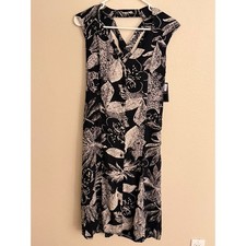 Volcom NEW Do Tell Dress Black White Floral Tropical Strappy Midi B1341813 Small