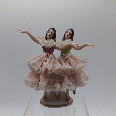 Dresden Art Porcelain Ballerina Figurine Hand Painted Pink Lace Dress MPN 116
