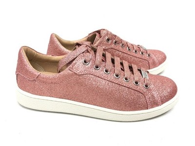 Ugg Australia Milo Glitter Pink Lace Up Sneakers Tennis Shoes 1100213 Size 6
