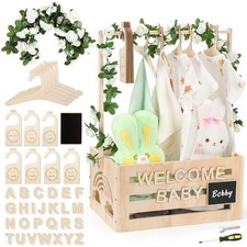 Wooden Baby Shower Crate Closet With Hangers Letters Dividers - Easy Assembly...