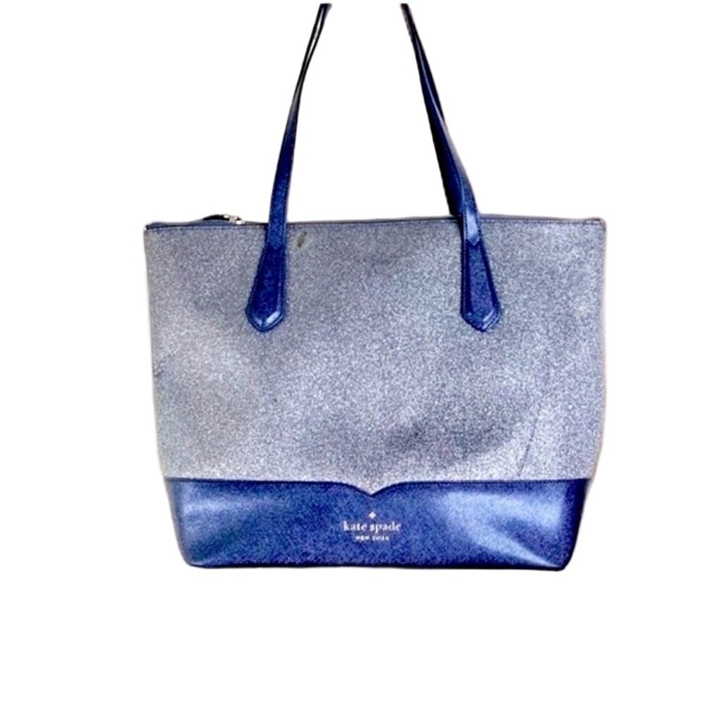Kate Spade Lola Joely Glitter Tote Bag Large in Dusk Navy in GUC thumbnail 2