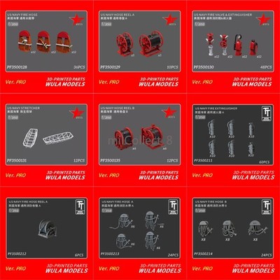 WULA 1/350 USN Ships General Fire Hoses/Fire Extinguishers/Stretchers 3D Print