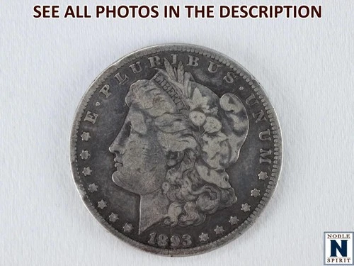 NobleSpirit Key Date 1893 CC Morgan Silver Dollar Fine + / Very Fine