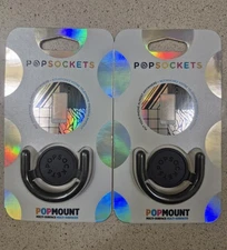 (2) PopSocket PopMount Multi Surface Black Pop Sockets Authentic