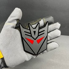 2x Decepticon Transformer Mask Car Fender Badge Emblem Red Eye - Mattblk Decal
