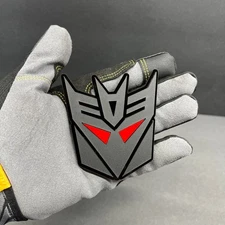 2x Decepticon Transformer Mask Car Fender Badge Emblem Red Eye - MattBLK Decal