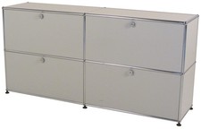 USM Haller Sideboard 2OH x 2 lichtgrau 4x Klappe mit chromgestell