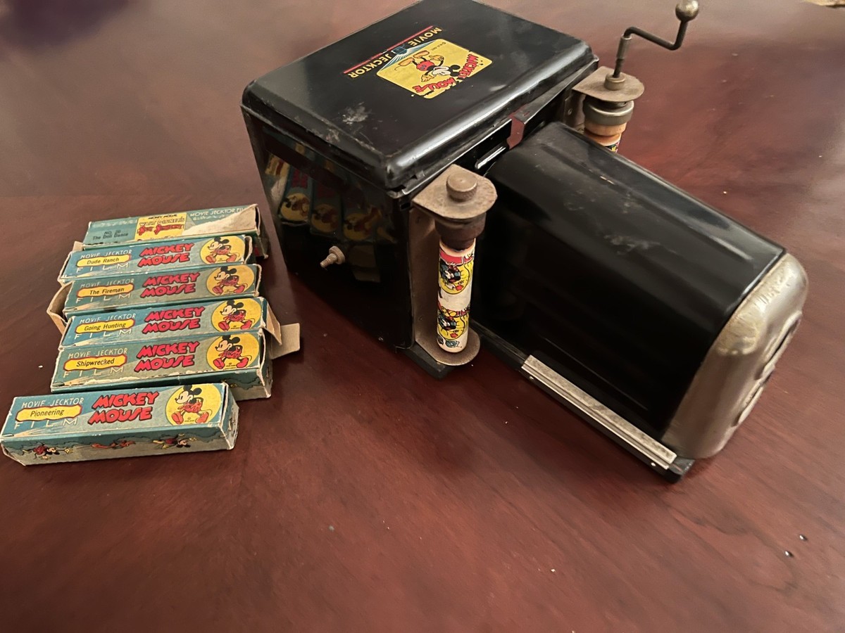 Circa 1935 Mickey Mouse Movie Jecktor Projector + 6 Rare Disney